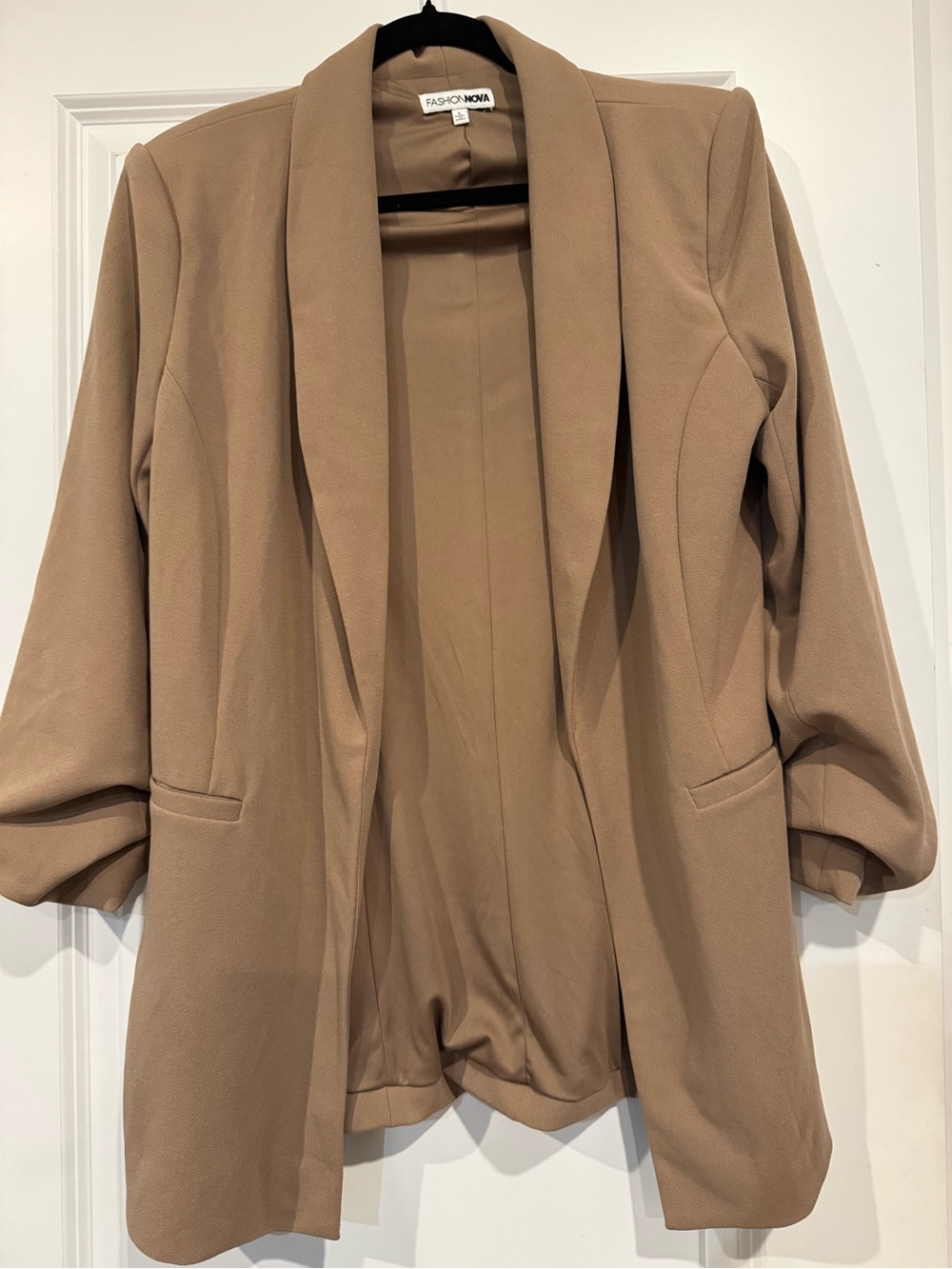 Fashion Nova Tan Open-Front Blazer Jacket